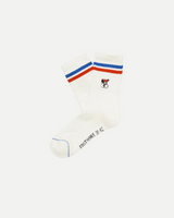 Erstwhile Socks Single | Ivory - Red & Blue stripes
