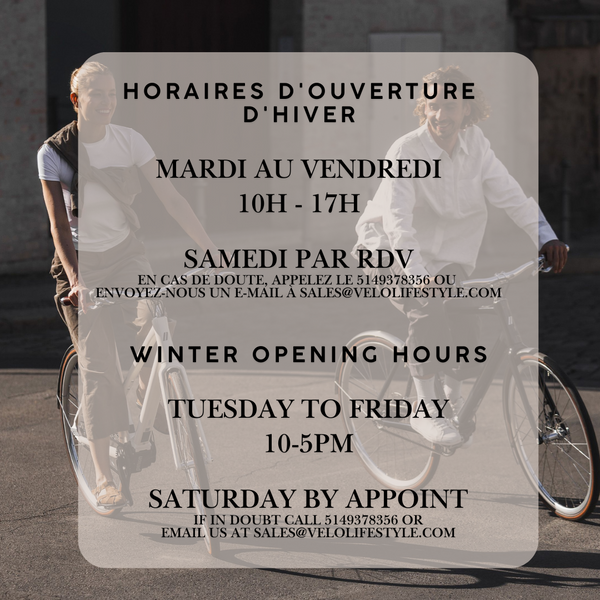 HEURES D'OUVERTURE D'HIVER // WINTER OPENING HOURS - Allo Velo Montreal