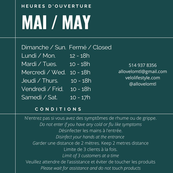 OFFICIAL MAY HOURS ( CAFE REMAINS CLOSED)