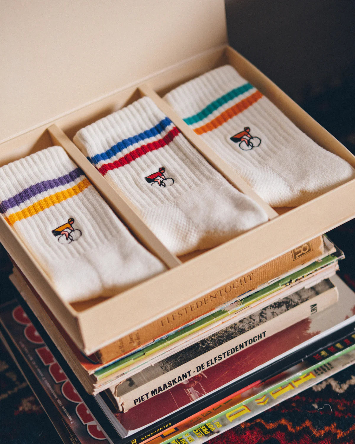 Erstwhile Gift Box socks - Ivory Mixed Stripes