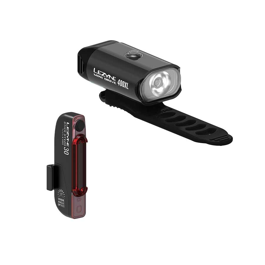 Lezyne Mini Drive 400 / Stick Drive Wide Angle Pair Light Set Black