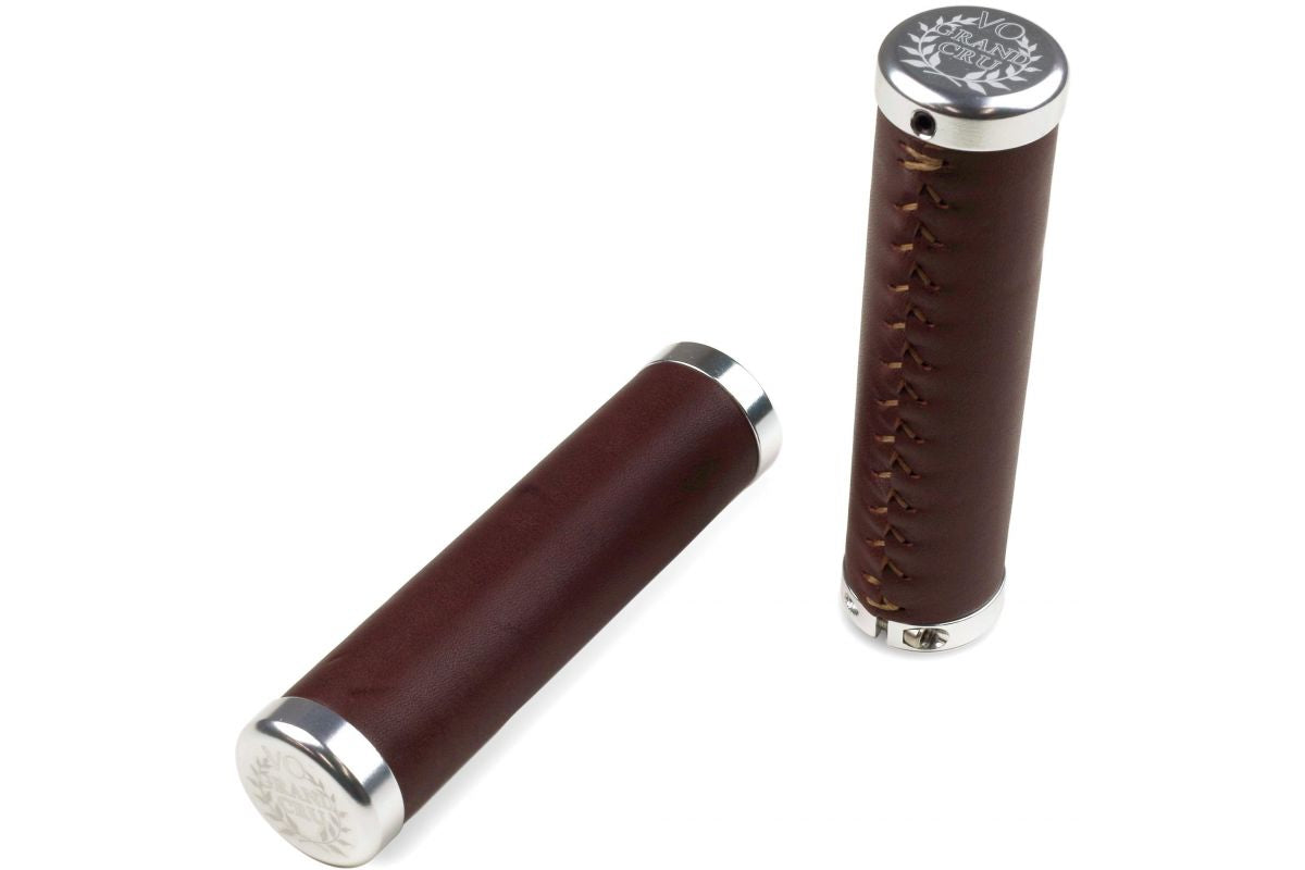 Velo Orange Grand Cru Lock-on Leather Grips Brown